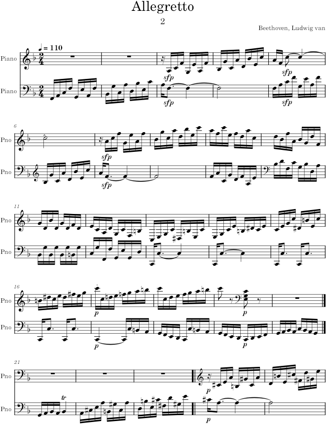 Piano Sonata No. 22, Movement 2 - Beethoven — first page preview
