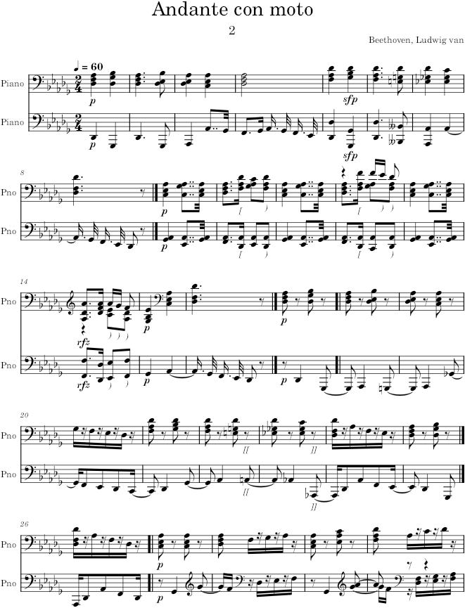 Piano Sonata No. 23, Movement 2 - Beethoven — first page preview
