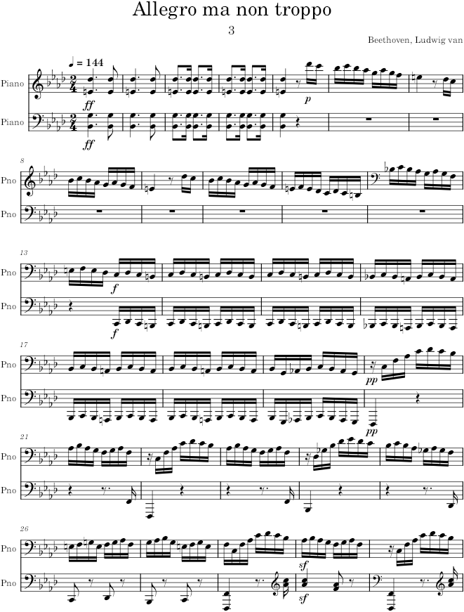 Piano Sonata No. 23, Movement 3 - Beethoven — first page preview