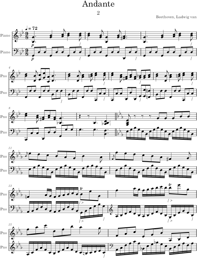 Piano Sonata No. 25, Movement 2 - Beethoven — first page preview