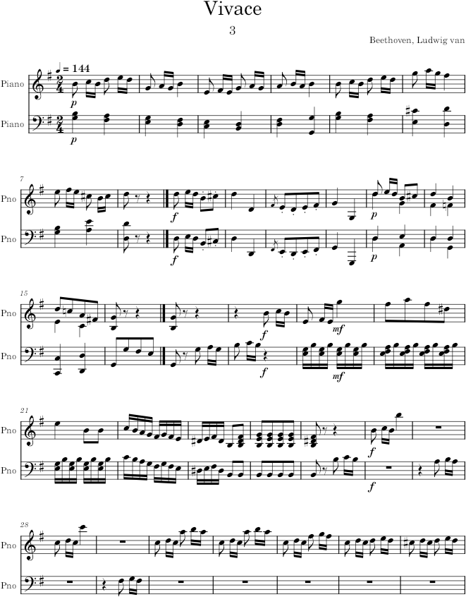Piano Sonata No. 25, Movement 3 - Beethoven — first page preview