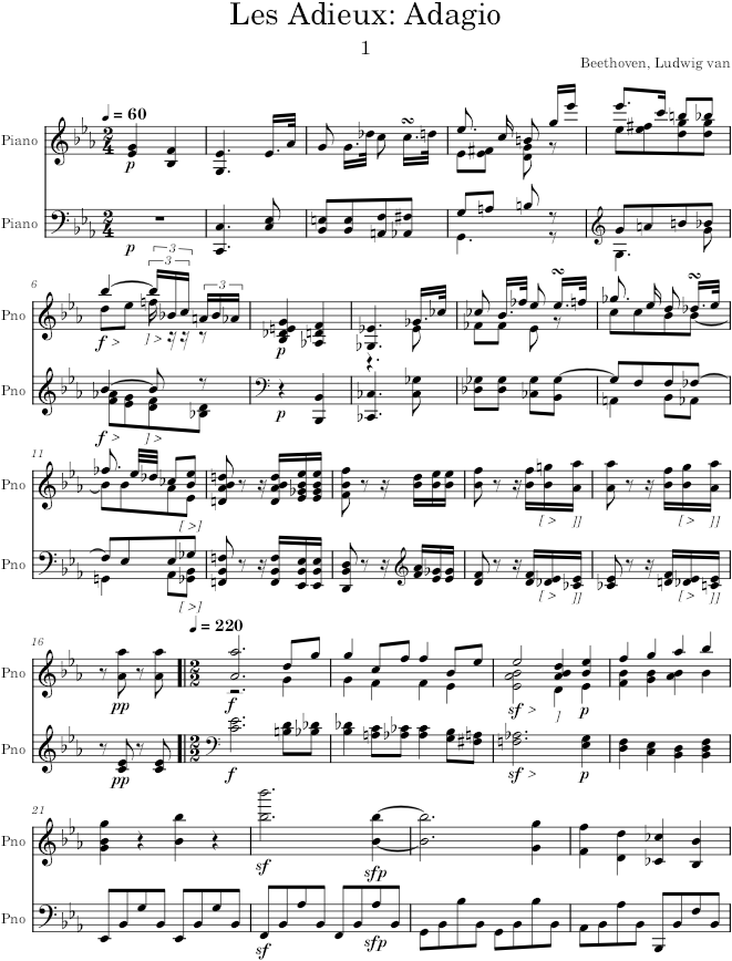 Piano Sonata no. 26 in E-flat major - Beethoven — first page preview