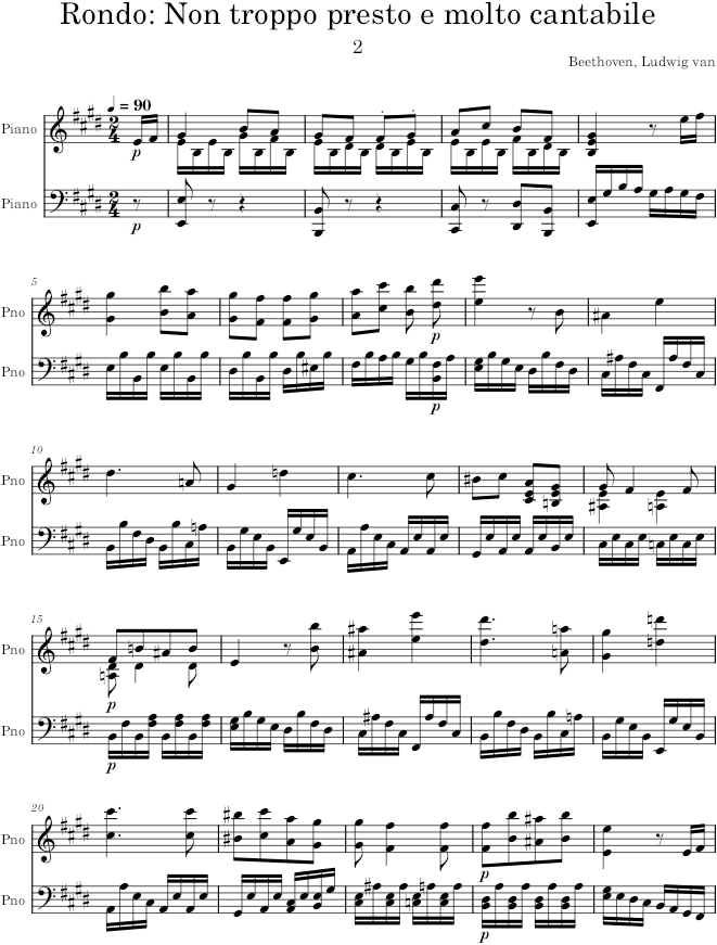 Piano Sonata No. 27, Movement 2 - Beethoven — first page preview