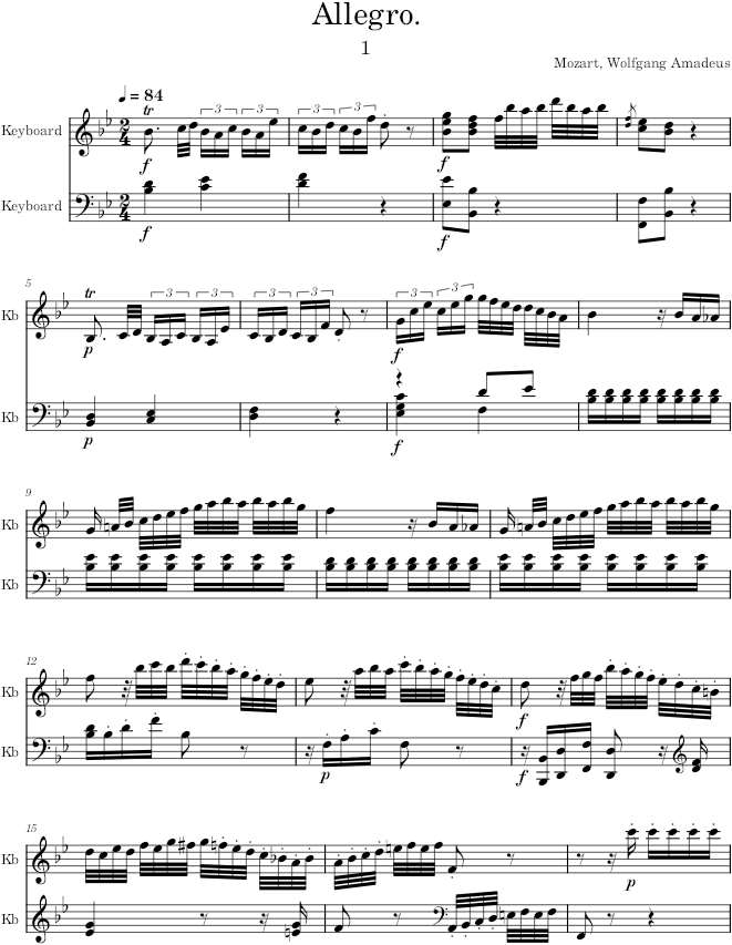 Piano Sonata No. 3 in B-flat major - Mozart — first page preview