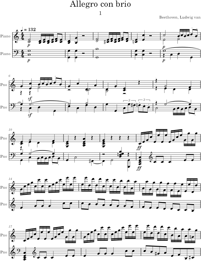 Piano Sonata no. 3 in C major - Beethoven — first page preview