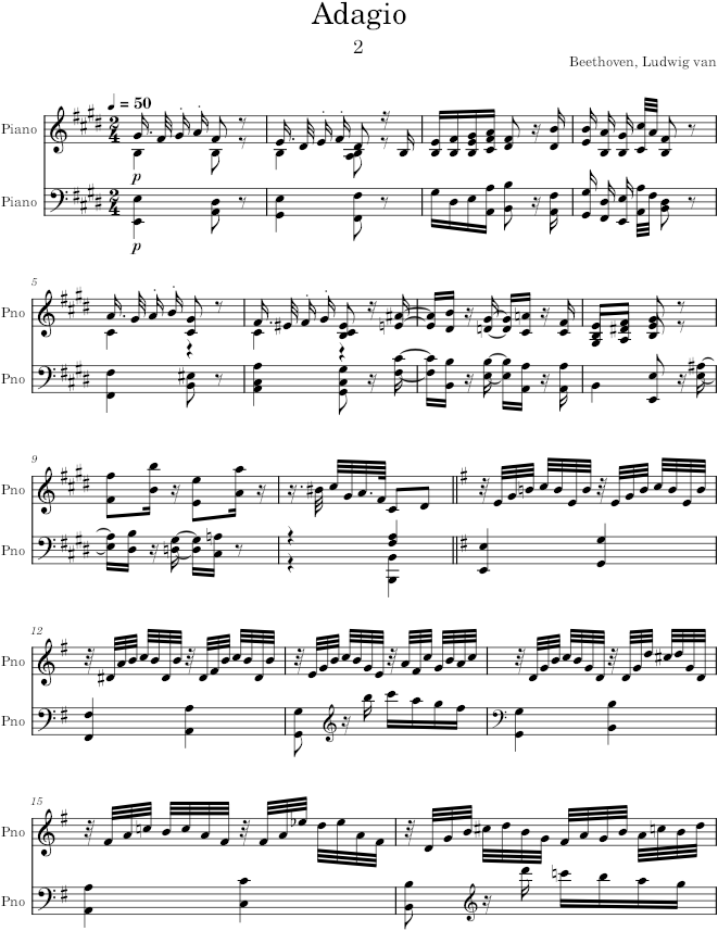 Piano Sonata No. 3, Movement 2 - Beethoven — first page preview