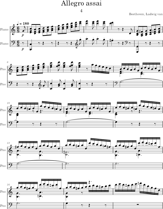 Piano Sonata No. 3, Movement 4 - Beethoven — first page preview