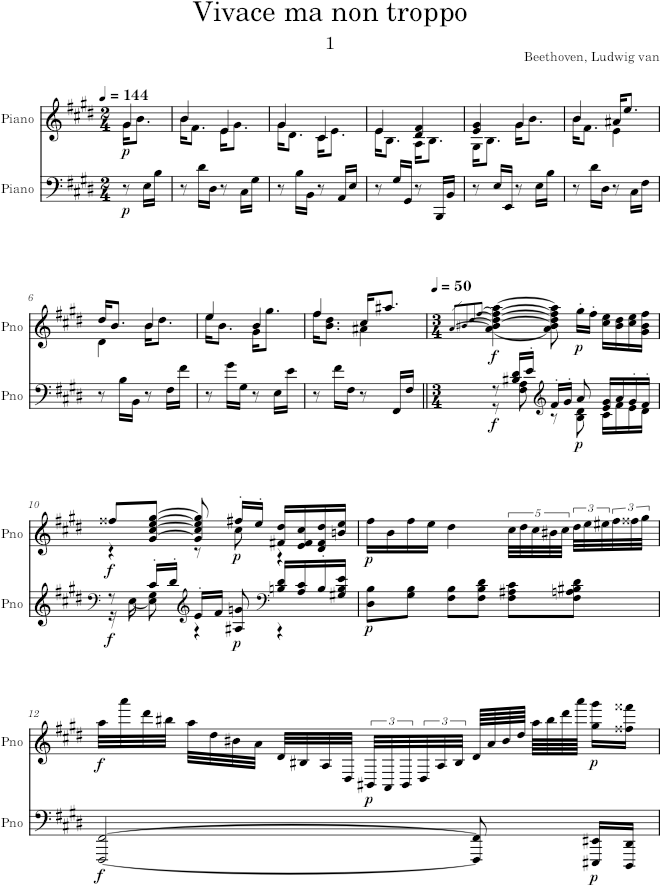 Piano Sonata no. 30 in E major - Beethoven — first page preview