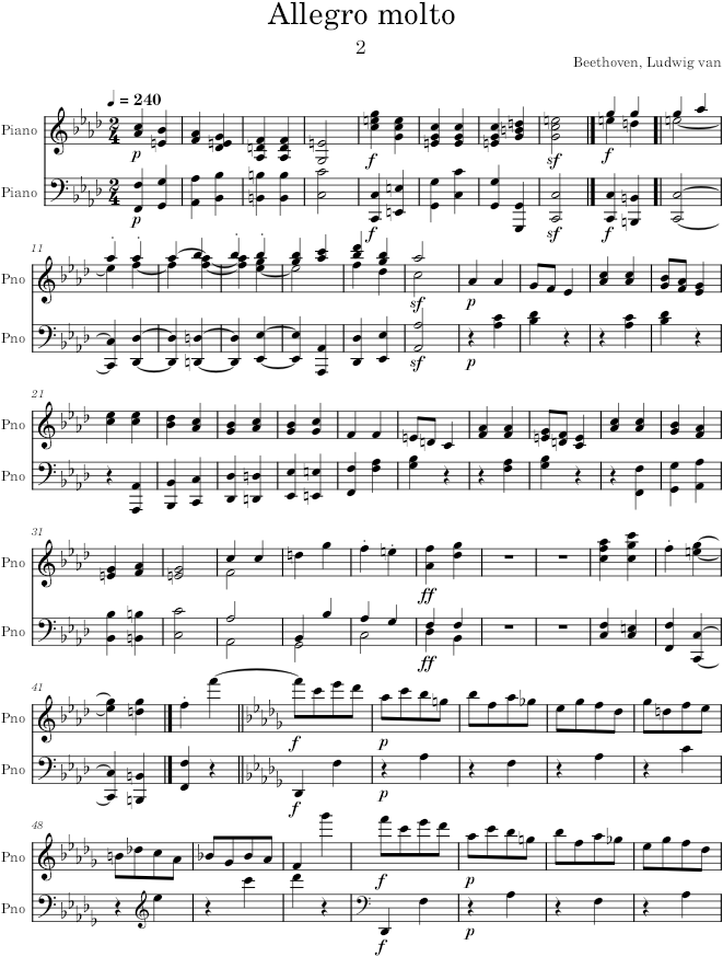 Piano Sonata No. 31, Movement 2 - Beethoven — first page preview