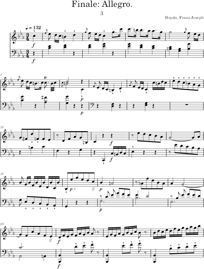 Piano Sonata No. 33, Movement 3 - Haydn — first page preview