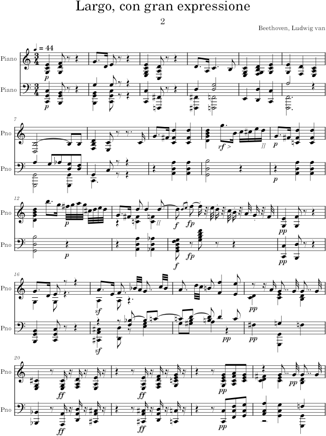 Piano Sonata No. 4, Movement 2 - Beethoven — first page preview