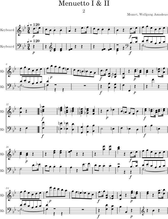 Piano Sonata No. 4, Movement 2 - Mozart — first page preview
