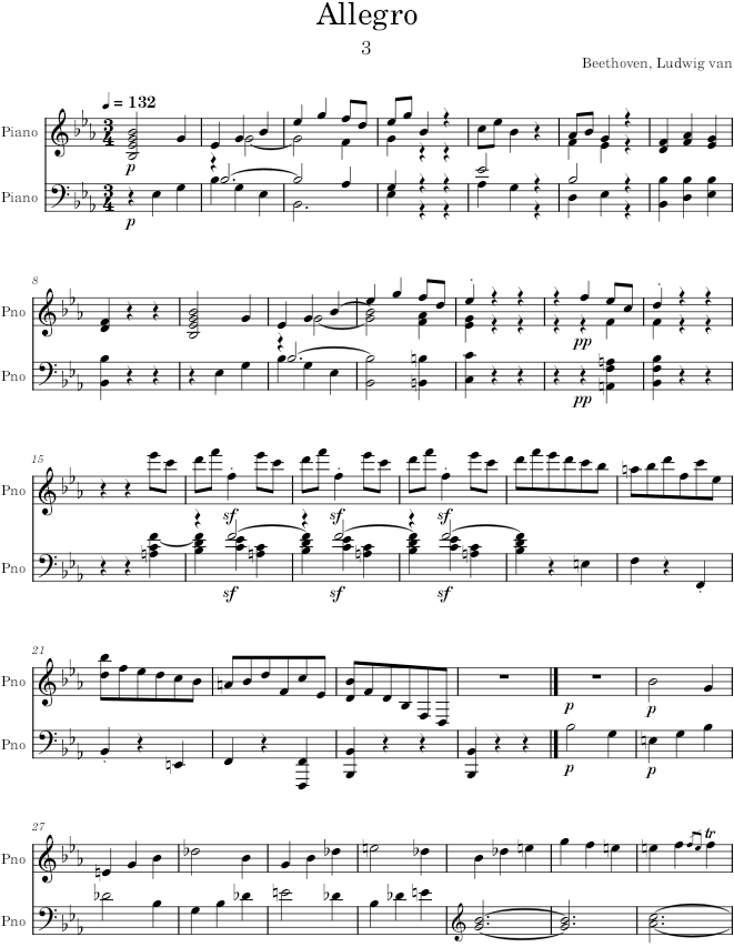 Piano Sonata No. 4, Movement 3 - Beethoven — first page preview