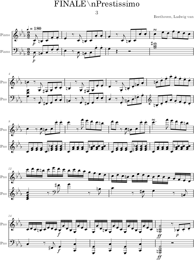 Piano Sonata No. 5, Movement 3 - Beethoven — first page preview