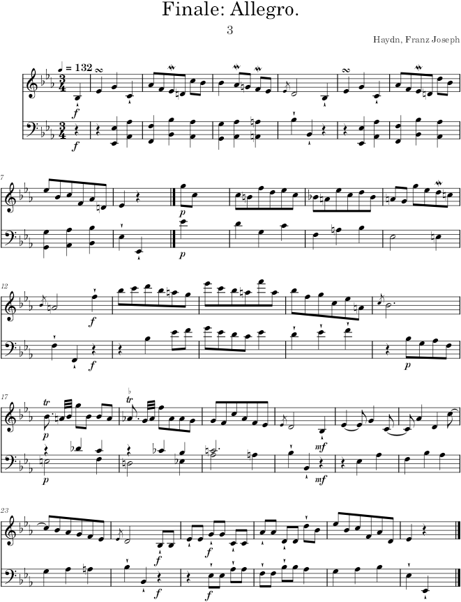 Piano Sonata No. 51, Movement 3 - Haydn — first page preview