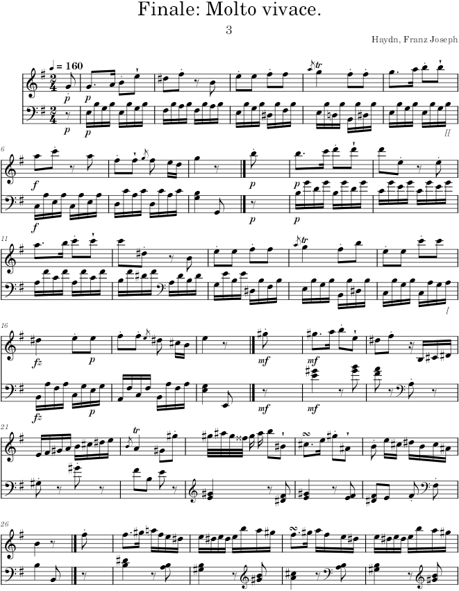 Piano Sonata No. 53, Movement 3 - Haydn — first page preview