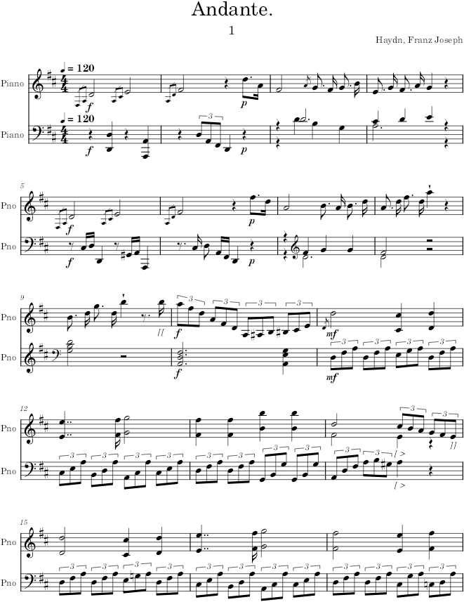 Piano Sonata No. 61, Movement 1 - Haydn — first page preview