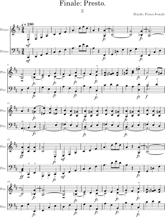 Piano Sonata No. 61, Movement 2 - Haydn — first page preview