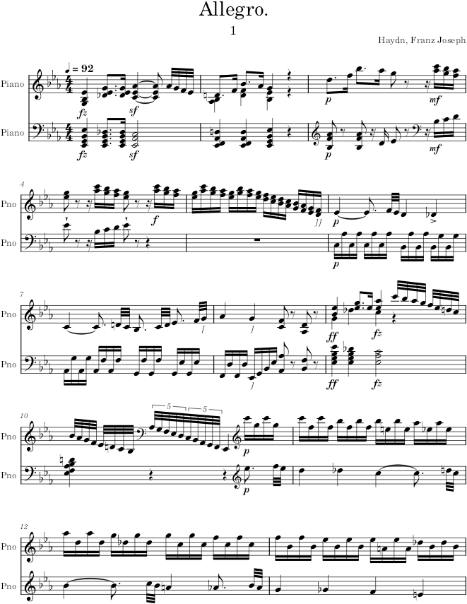 Piano Sonata No. 62, Movement 1 - Haydn — first page preview