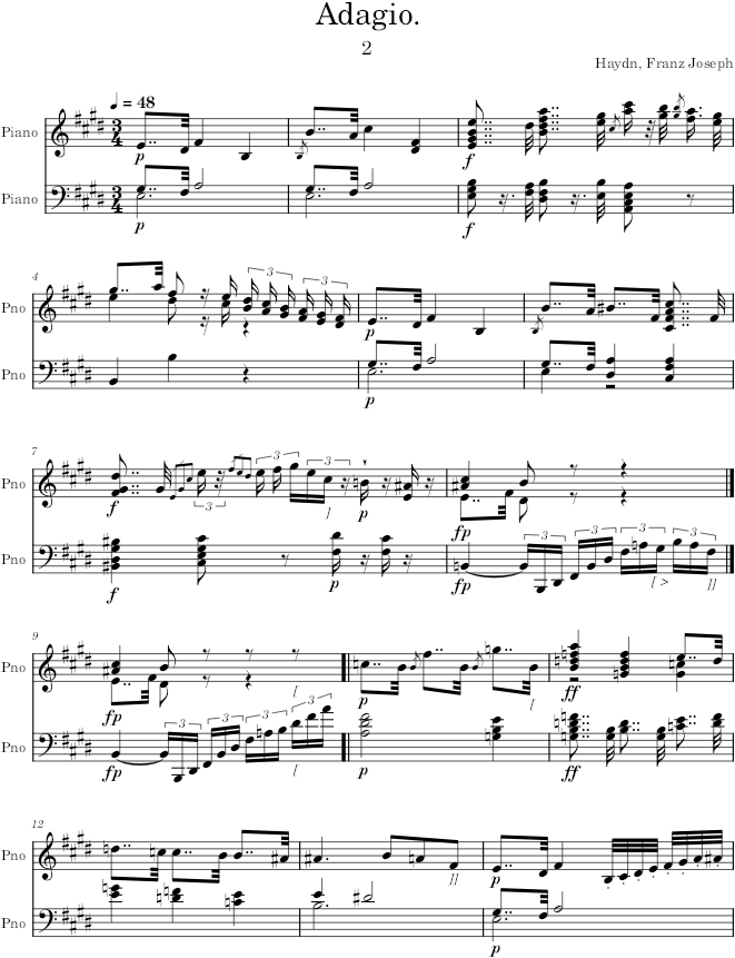 Piano Sonata No. 62, Movement 2 - Haydn — first page preview