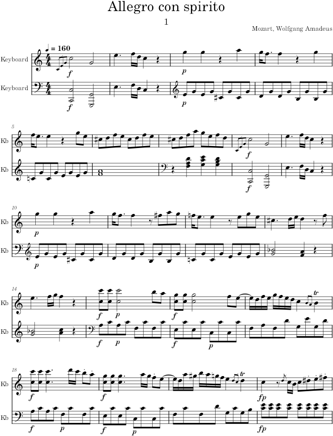Piano Sonata No. 7 in C major - Mozart — first page preview