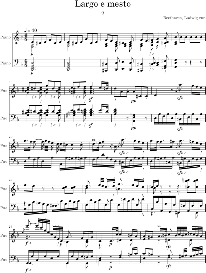 Piano Sonata No. 7, Movement 2 - Beethoven — first page preview