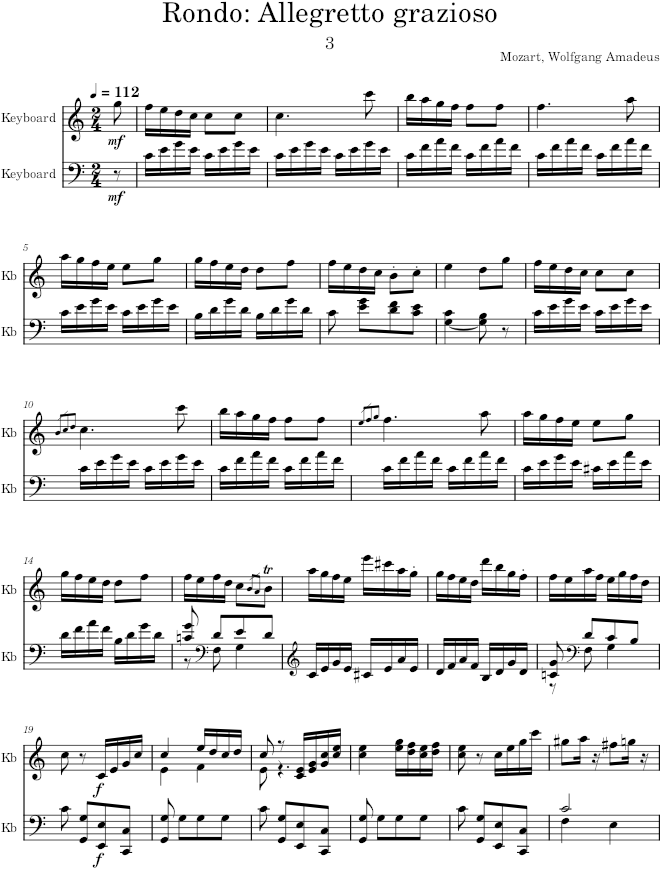Piano Sonata No. 7, Movement 3 - Mozart — first page preview
