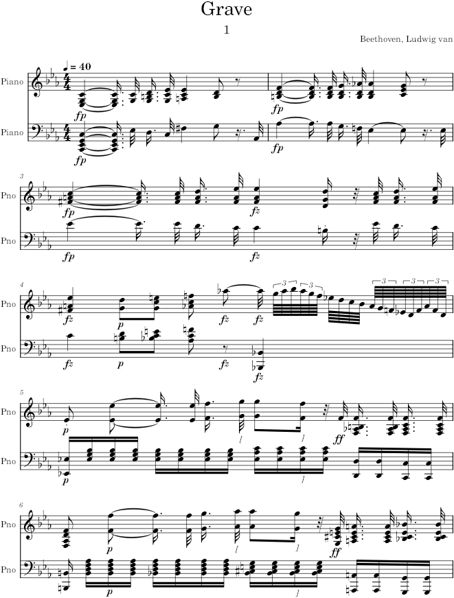 Piano Sonata no. 8 in C minor - Beethoven — first page preview