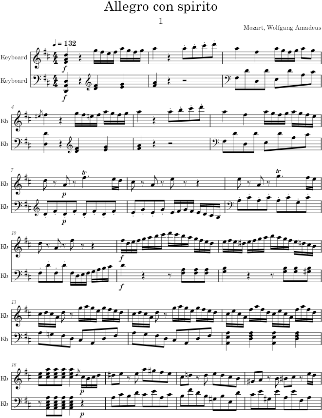 Piano Sonata No. 9 in D major - Mozart — first page preview