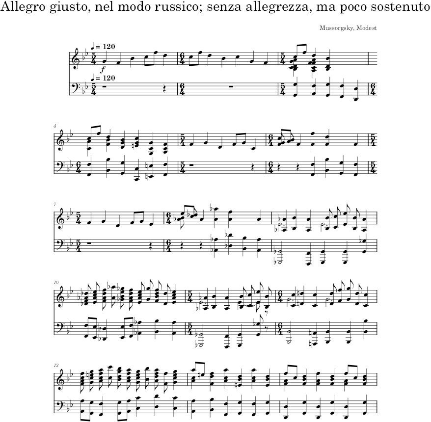 Pictures at an Exhibition - Promenade - Mussorgsky — first page preview