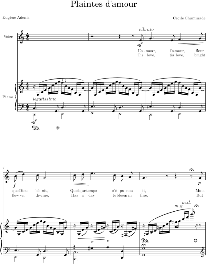 Plaintes d'amour - Chaminade — first page preview