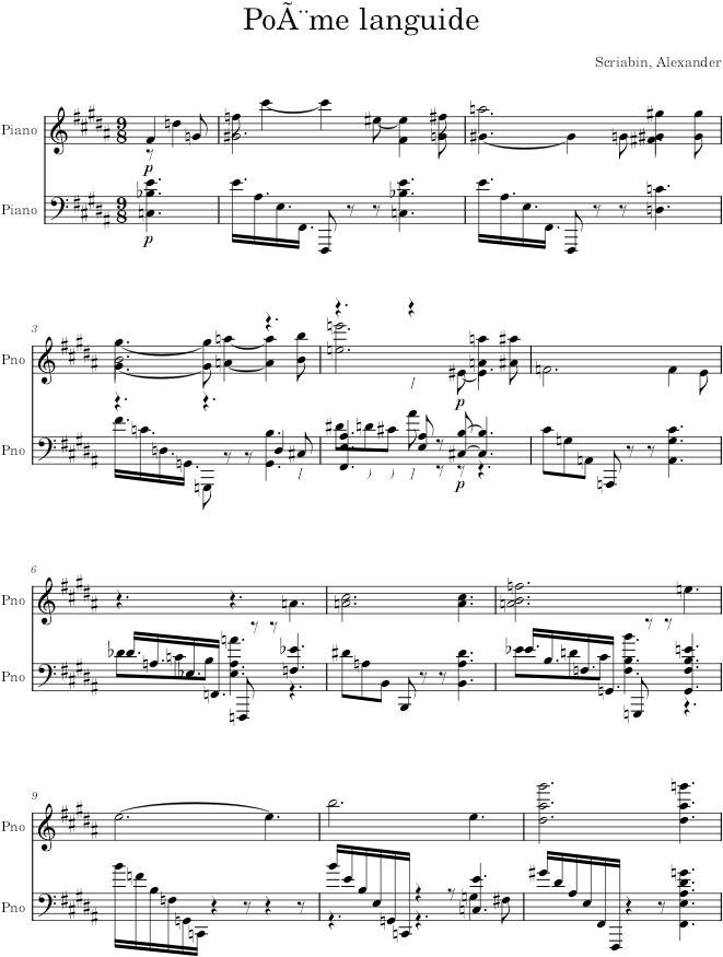 Poem Op. 52, No. 3 - Scriabin — first page preview