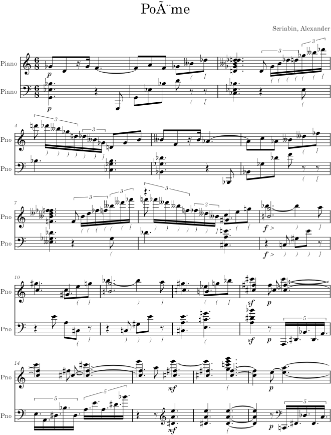 Poem Op. 71, No. 1 - Scriabin — first page preview