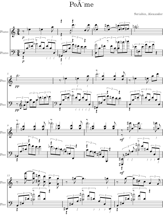 Poem Op. 71, No. 2 - Scriabin — first page preview