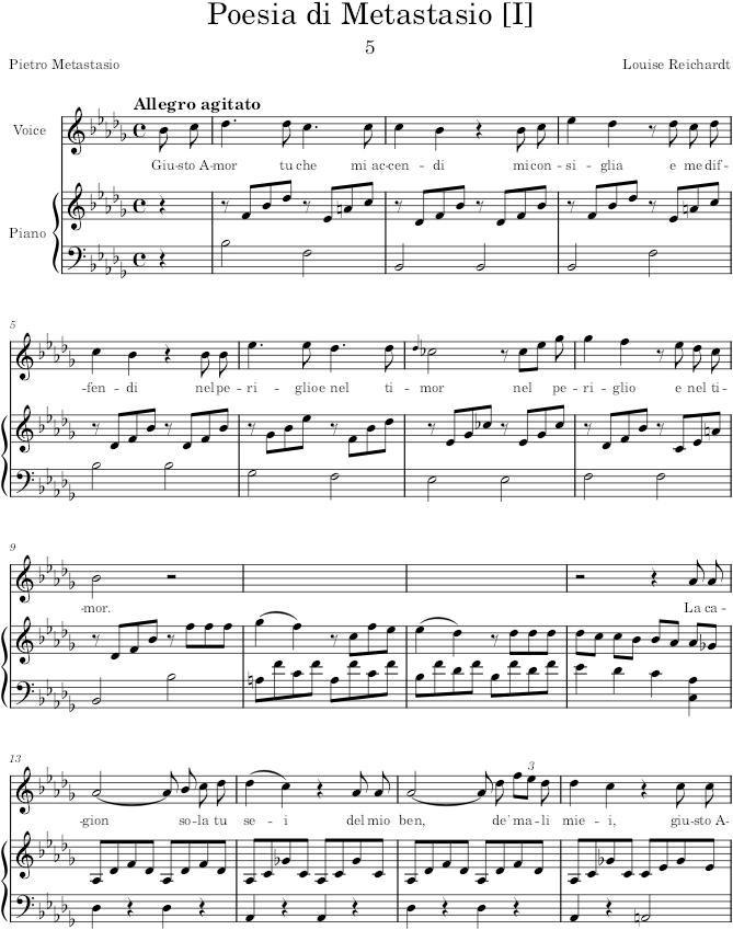 Poesia di Metastasio (I) (12 Deutsche und Italiänische Romantische Gesänge) - Reichardt — first page preview