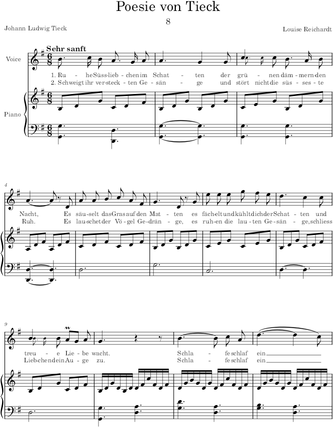 Poesie von Tieck (12 Deutsche und Italiänische Romantische Gesänge) - Reichardt — first page preview