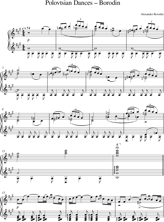 Polovtsian Dances – Borodin — first page preview