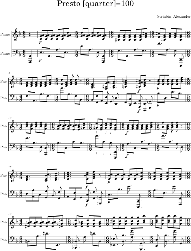 Prelude Op. 11, No. 24 - Scriabin — first page preview