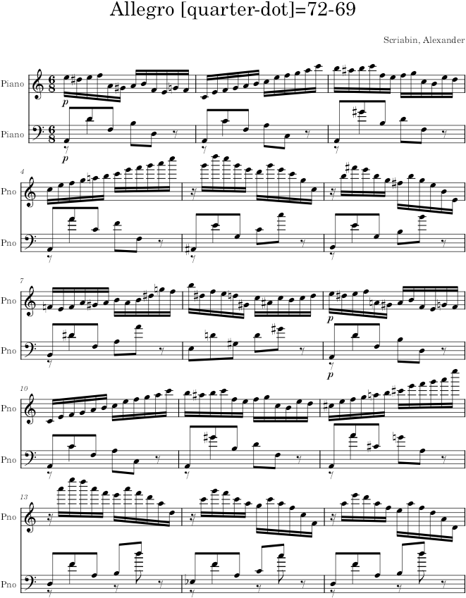 Prelude Op. 13, No. 2 - Scriabin — first page preview