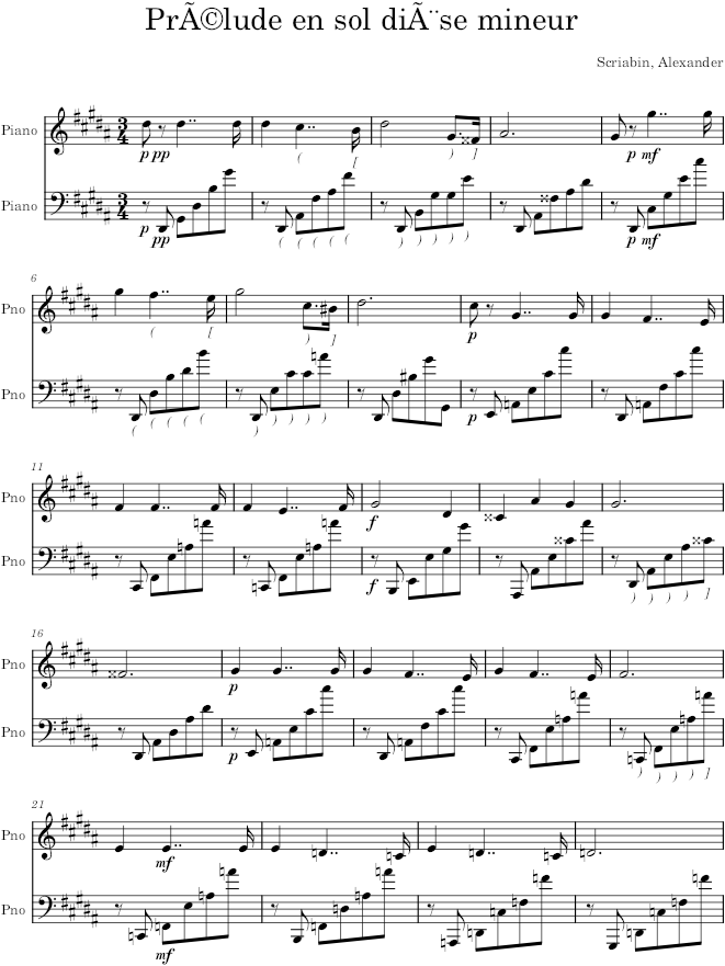 Prelude Op. 22, No. 1 - Scriabin — first page preview