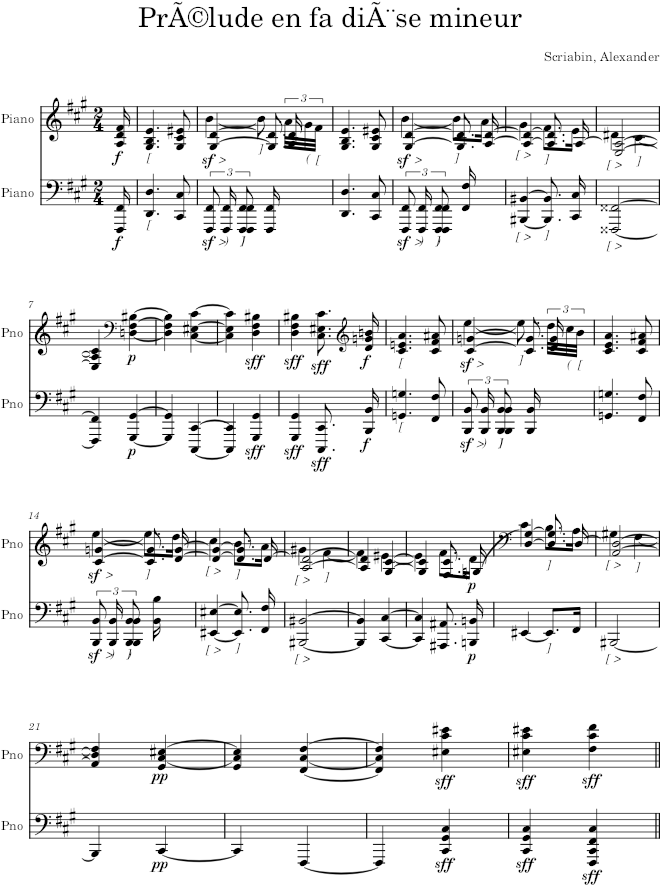 Prelude Op. 31, No. 2 - Scriabin — first page preview