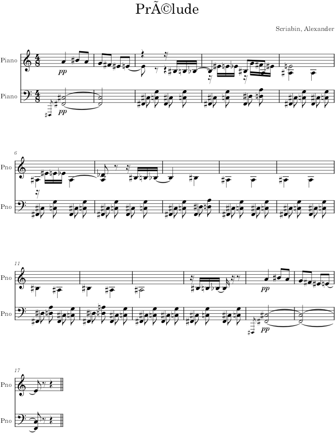 Prelude Op. 74, No. 2 - Scriabin — first page preview