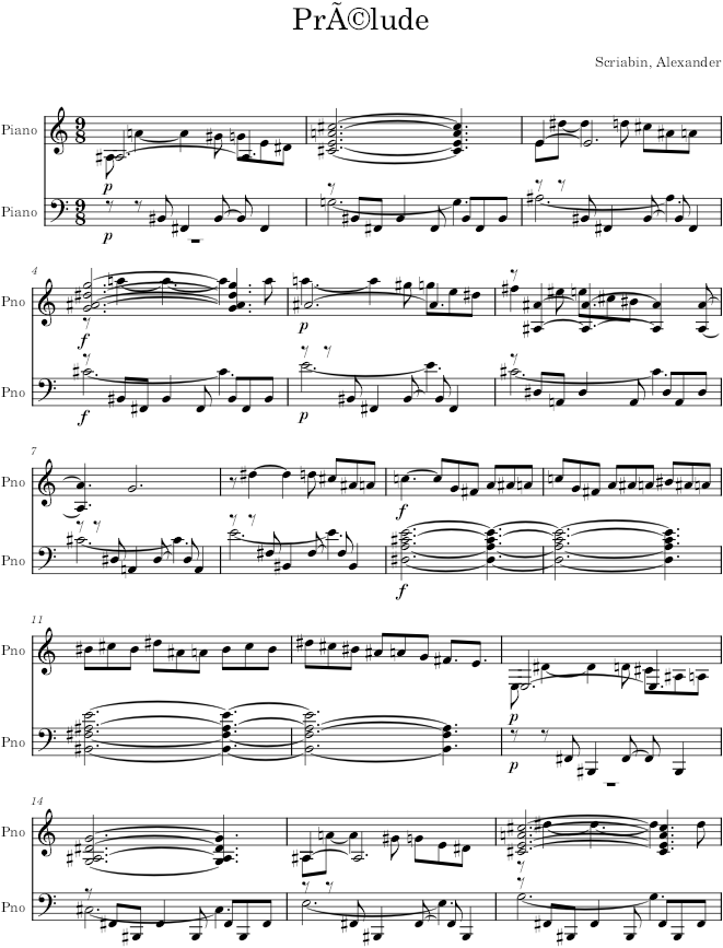 Prelude Op. 74, No. 3 - Scriabin — first page preview
