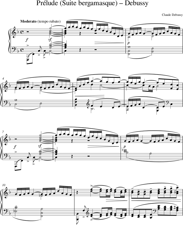Prélude (Suite bergamasque) – Debussy — first page preview