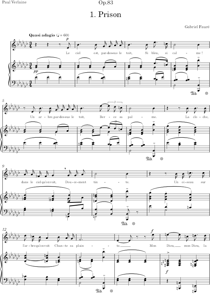 Prison (Op.83) - Fauré — first page preview