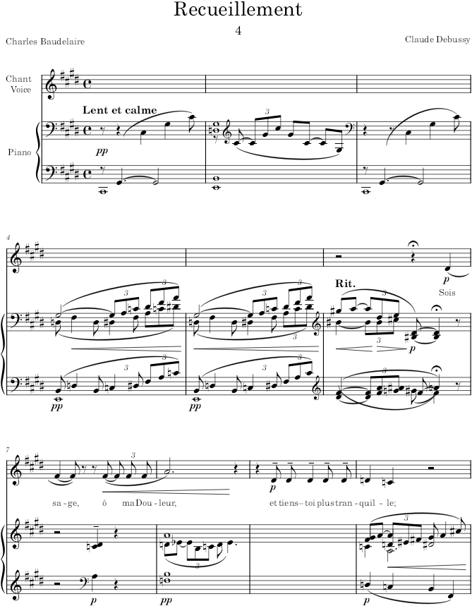 Recueillement (Cinq Poëmes de Baudelaire) - Debussy — first page preview