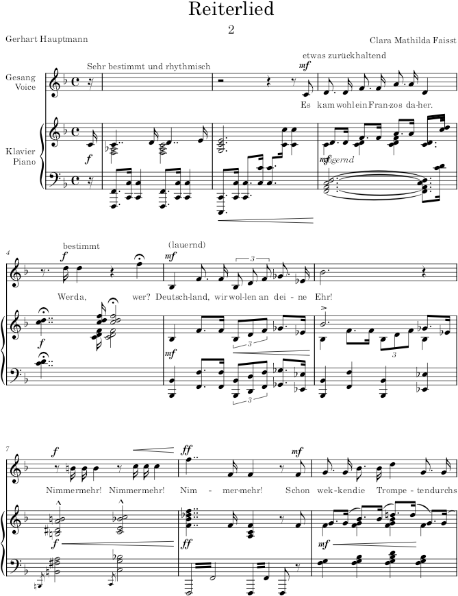Reiterlied (2 Kriegslieder) - Faisst — first page preview