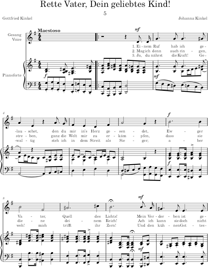 Rette Vater, dein geliebtes Kind! (6 Lieder, Op.15) - Kinkel — first page preview