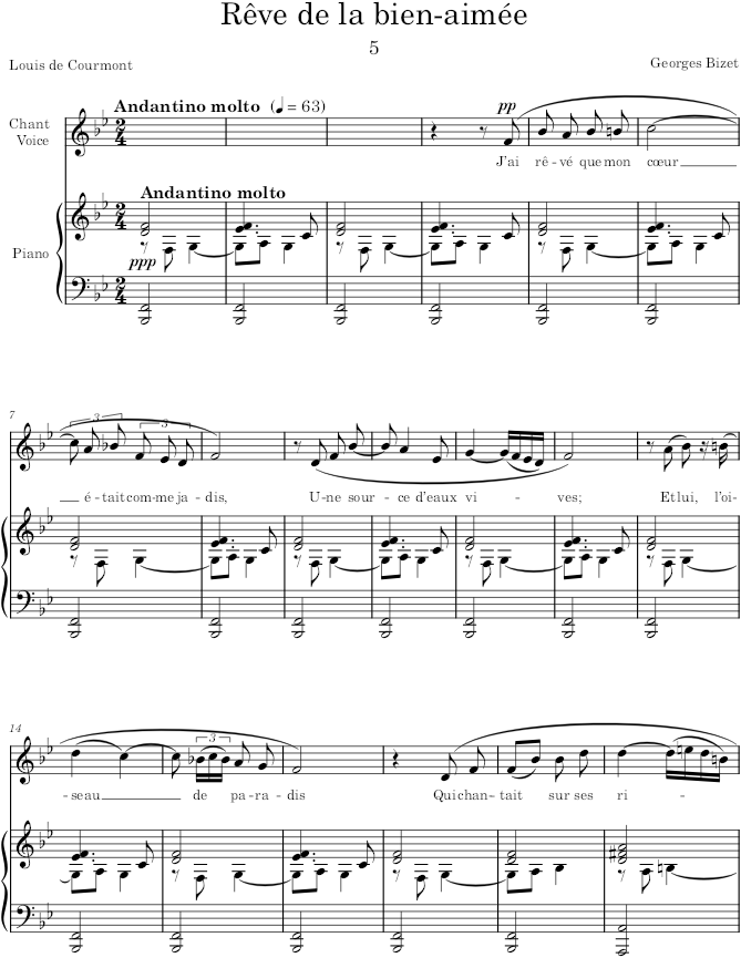Rêve de la bien-aimée (20 Mélodies, Op.21) - Bizet — first page preview