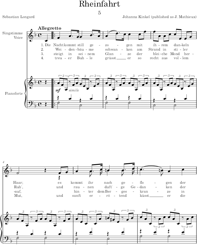 Rheinfahrt (6 Lieder, Op.16) - Kinkel — first page preview